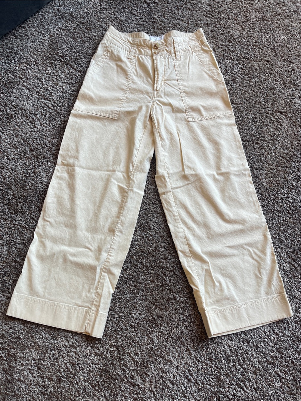 Tommy Bahama Cream Cropped Wide-Leg Utility Pants